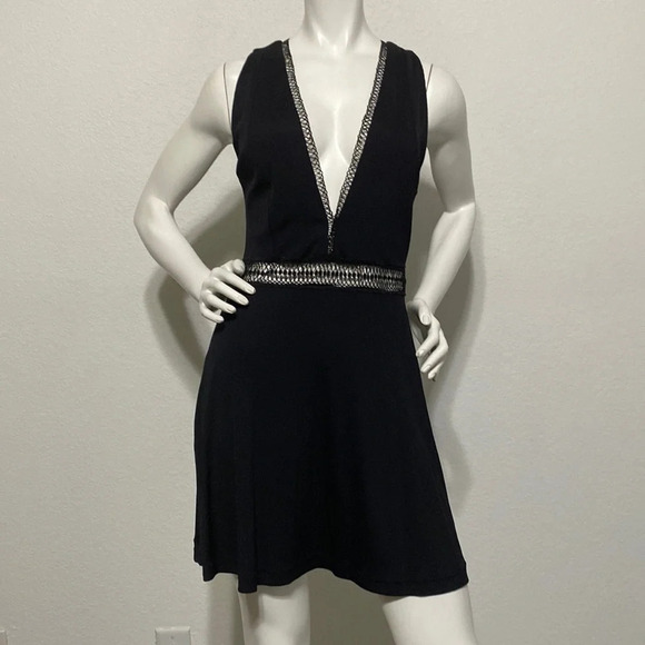 NBD Revolve Unforgiven Ribbed Lattice Dress Black Mini - Picture 4 of 10